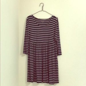 Blue and White Striped Casual Dress